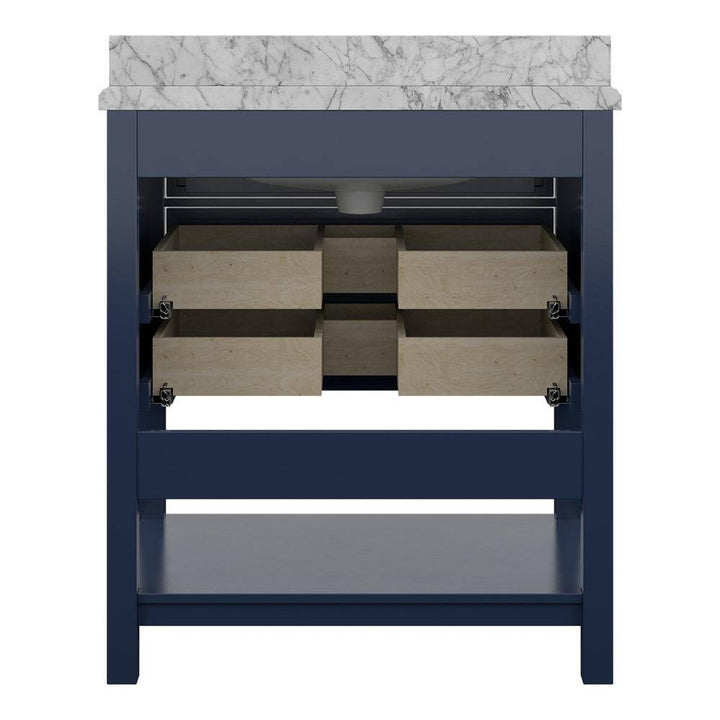 Affinity 31" Single Sink Vanity with White & Gray Carrara Marble Top - Design Element Bath Kitchen - Bathroom Vanity - White