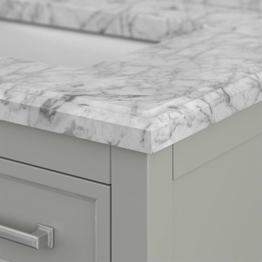 Affinity 31" Single Sink Vanity with White & Gray Carrara Marble Top - Design Element Bath Kitchen - Bathroom Vanity - White