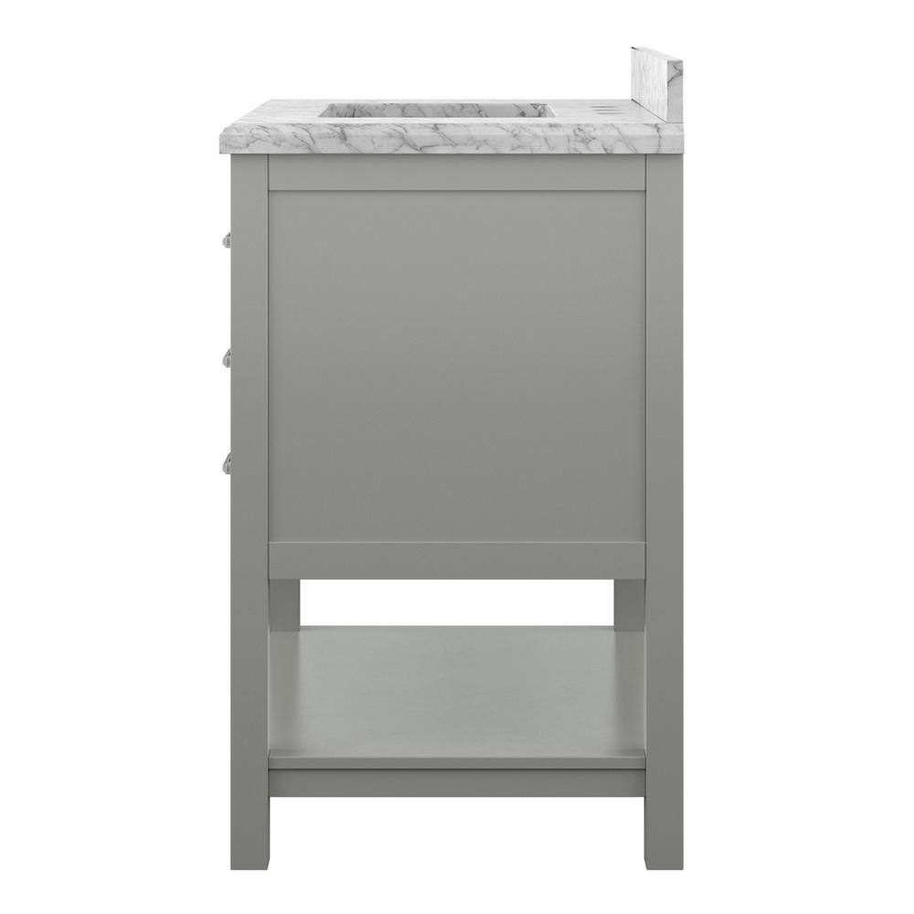 Affinity 31" Single Sink Vanity with White & Gray Carrara Marble Top - Design Element Bath Kitchen - Bathroom Vanity - White