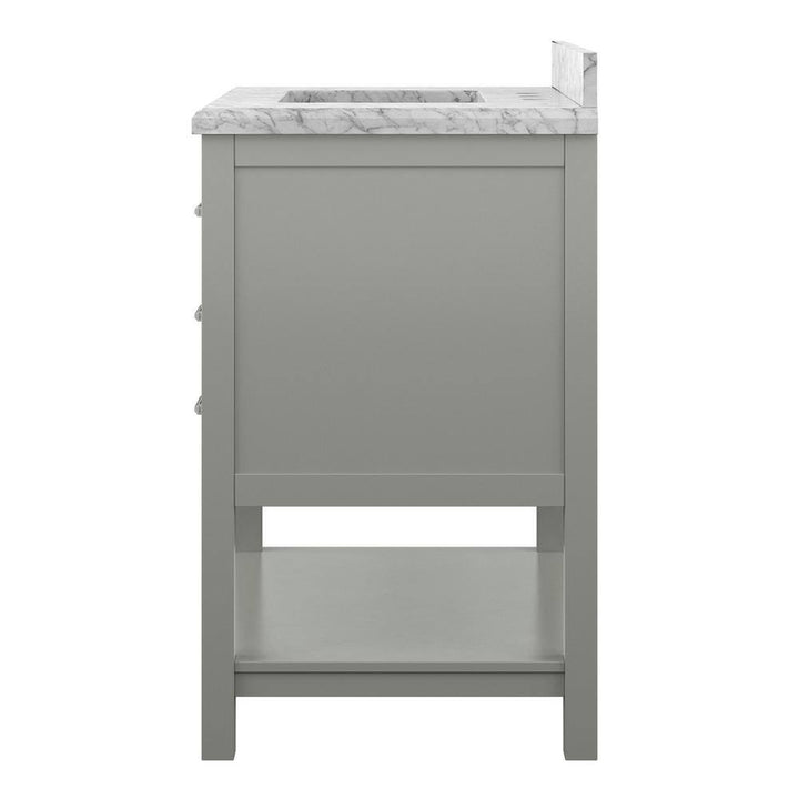 Affinity 31" Single Sink Vanity with White & Gray Carrara Marble Top - Design Element Bath Kitchen - Bathroom Vanity - White