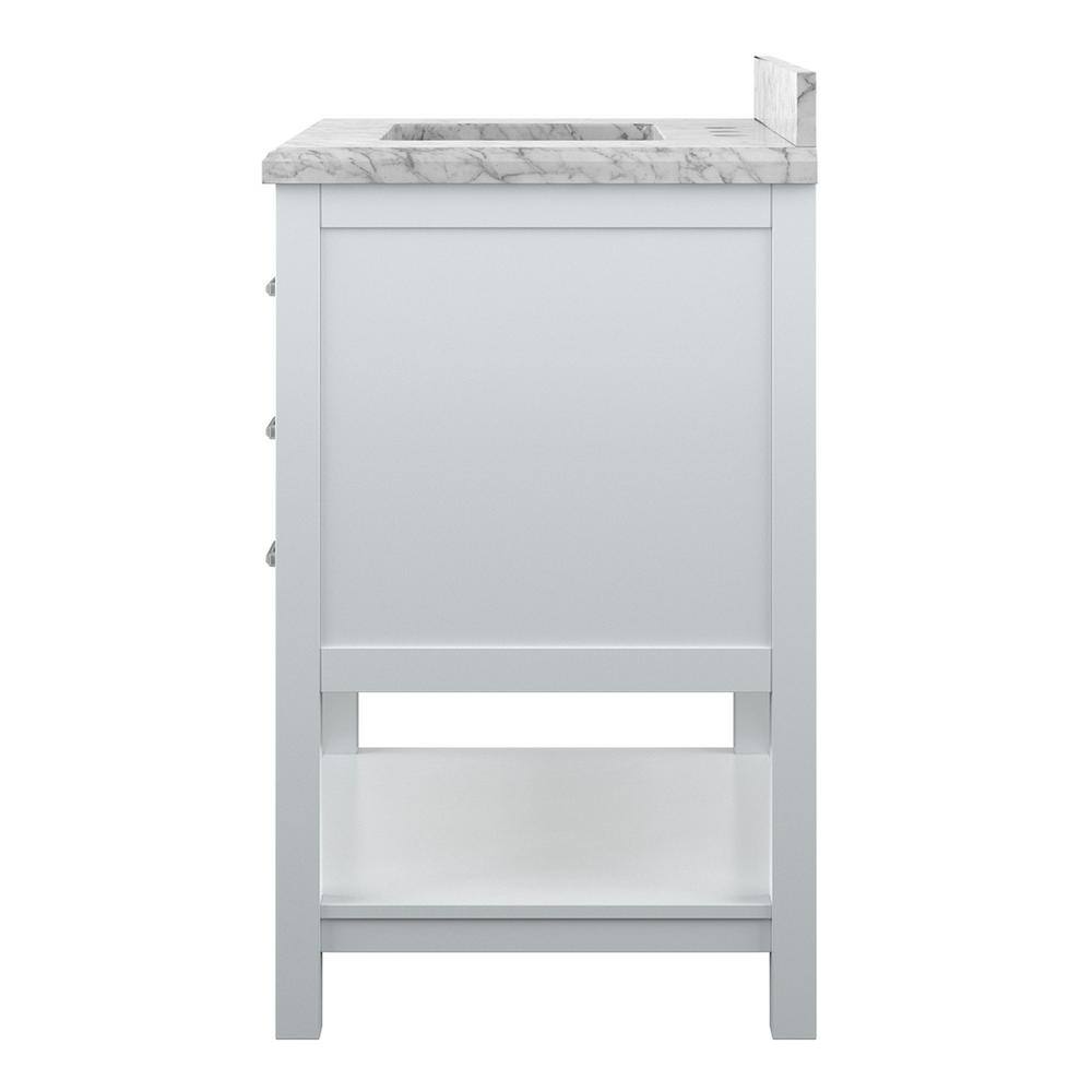 Affinity 31" Single Sink Vanity with White & Gray Carrara Marble Top - Design Element Bath Kitchen - Bathroom Vanity - White