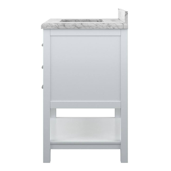 Affinity 31" Single Sink Vanity with White & Gray Carrara Marble Top - Design Element Bath Kitchen - Bathroom Vanity - White
