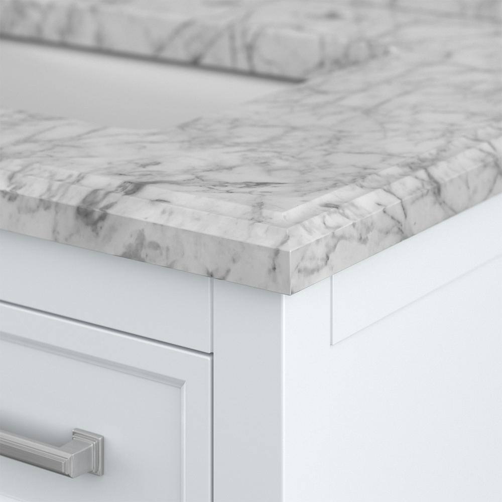 Affinity 31" Single Sink Vanity with White & Gray Carrara Marble Top - Design Element Bath Kitchen - Bathroom Vanity - White