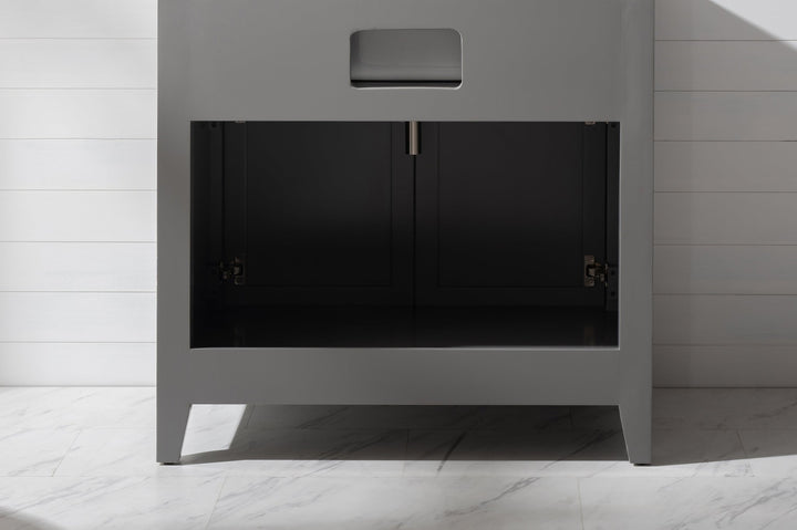 Burbank 36" Single Sink Vanity with Quartz Top - Design Element Bath Kitchen - Bathroom Vanity - Golden Oak with Matte Black Hardware