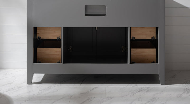 Burbank 54" Single Sink Vanity with Quartz Top - Design Element Bath Kitchen - Bathroom Vanity - Golden Oak with Matte Black Hardware