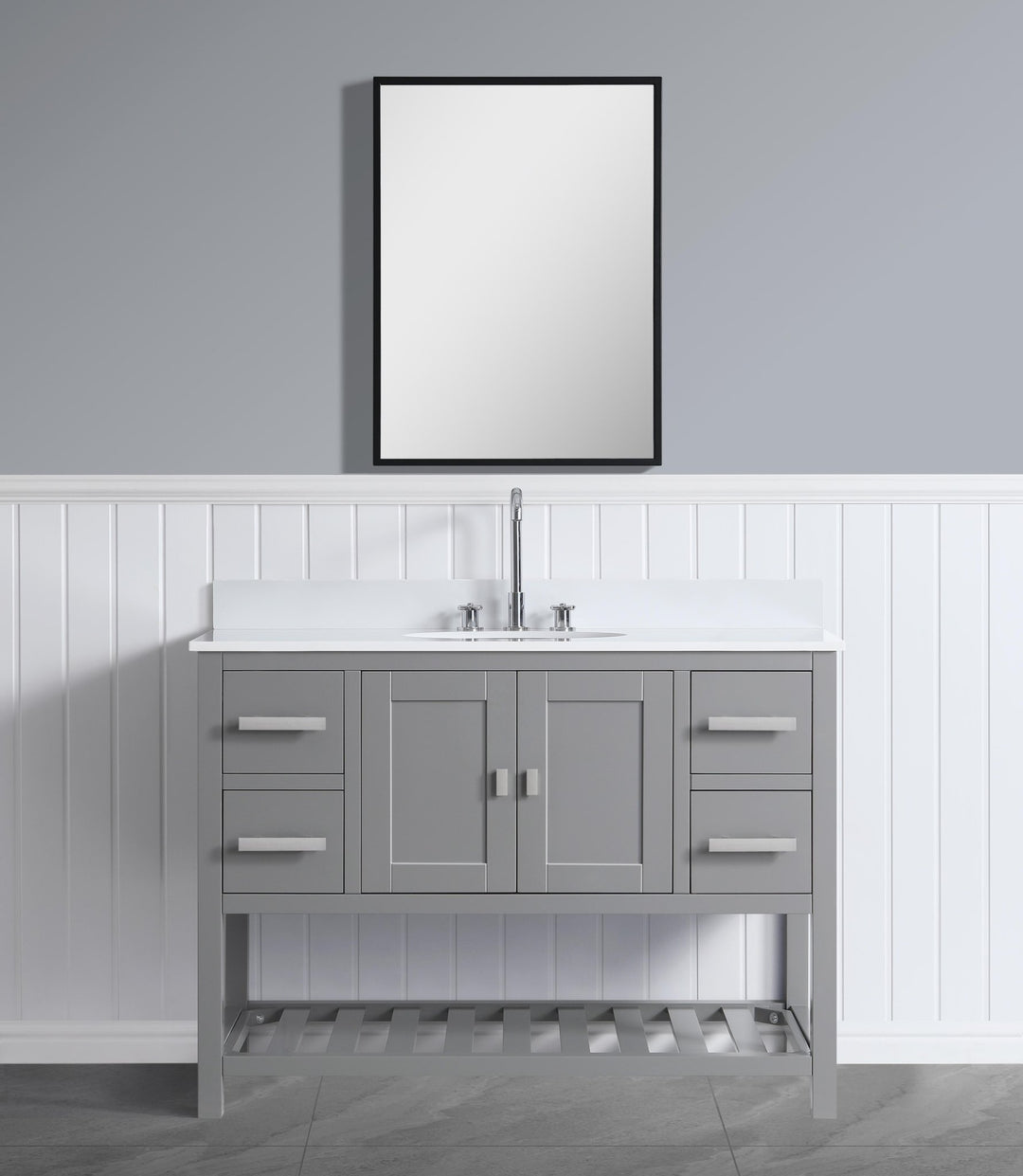 Monaco 48" Single Sink Bathroom Vanity Base Cabinet without Top - Design Element Bath Kitchen - Bathroom Vanity - Cloud White