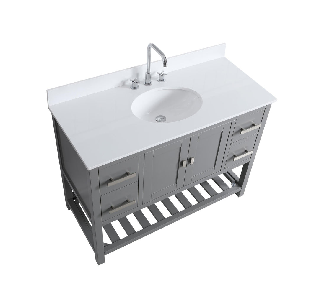 Monaco 48" Single Sink Bathroom Vanity Base Cabinet without Top - Design Element Bath Kitchen - Bathroom Vanity - Classic Gray