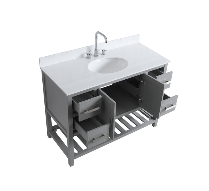 Monaco 48" Single Sink Bathroom Vanity Base Cabinet without Top - Design Element Bath Kitchen - Bathroom Vanity - Classic Gray