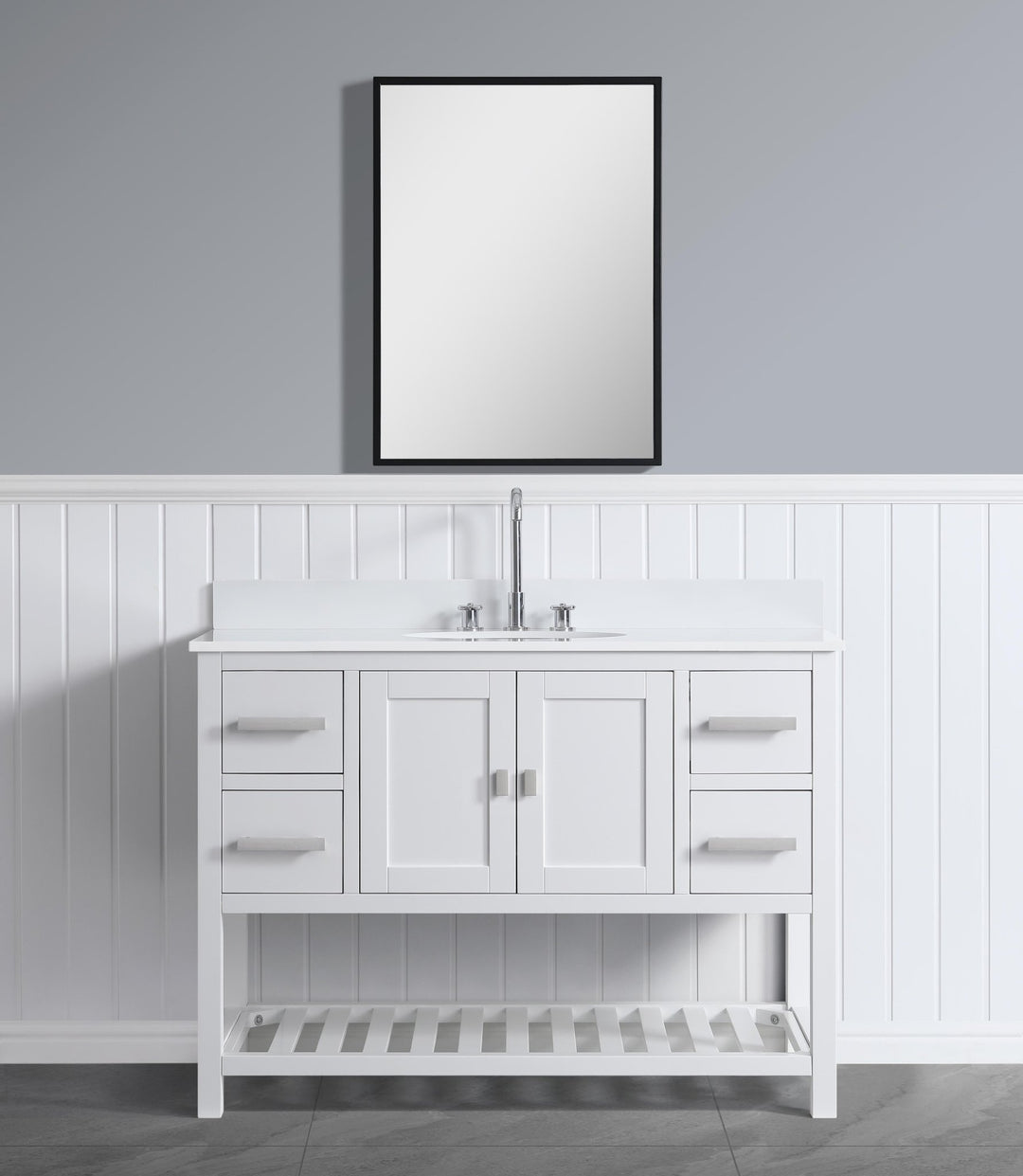 Monaco 48" Single Sink Bathroom Vanity Base Cabinet without Top - Design Element Bath Kitchen - Bathroom Vanity - Cloud White