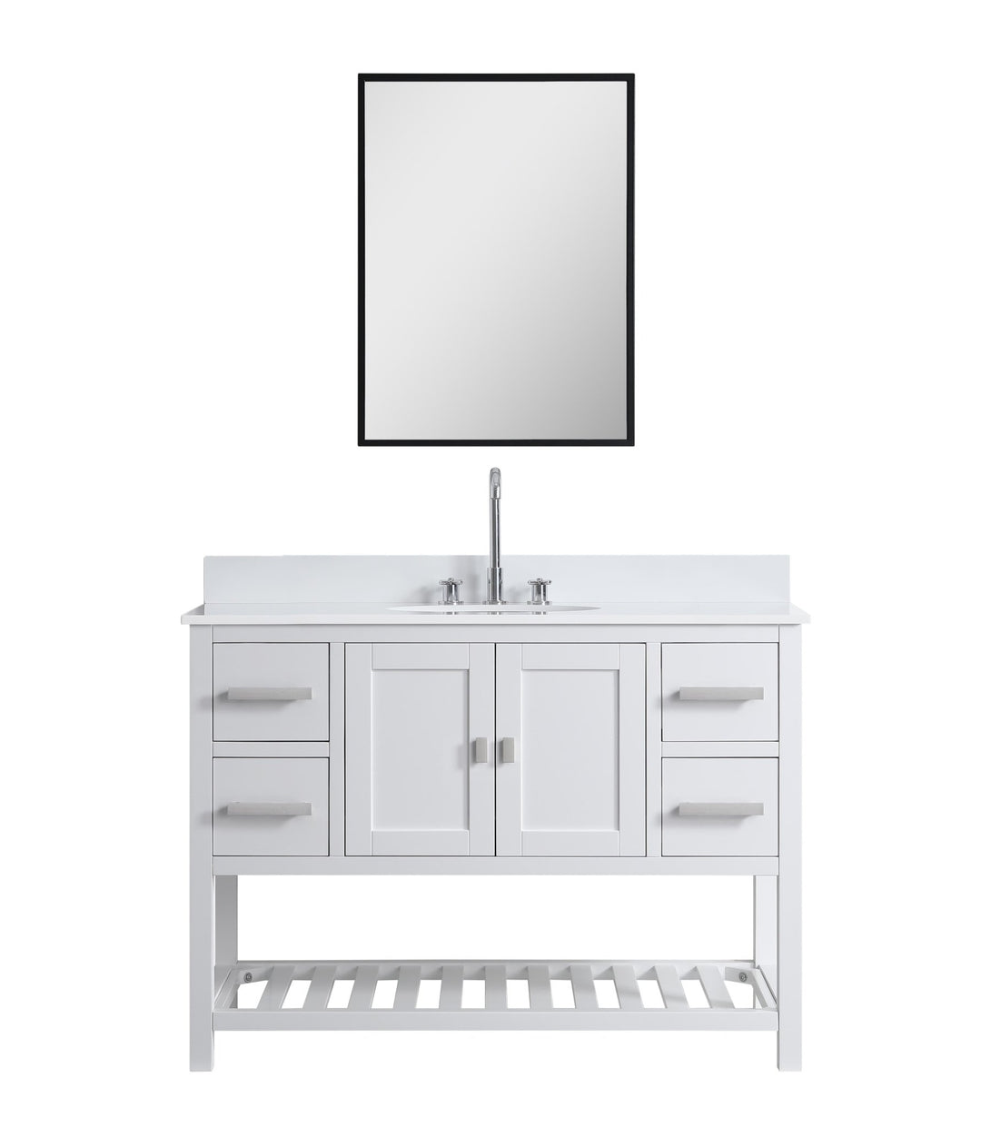 Monaco 48" Single Sink Bathroom Vanity Base Cabinet without Top - Design Element Bath Kitchen - Bathroom Vanity - Cloud White