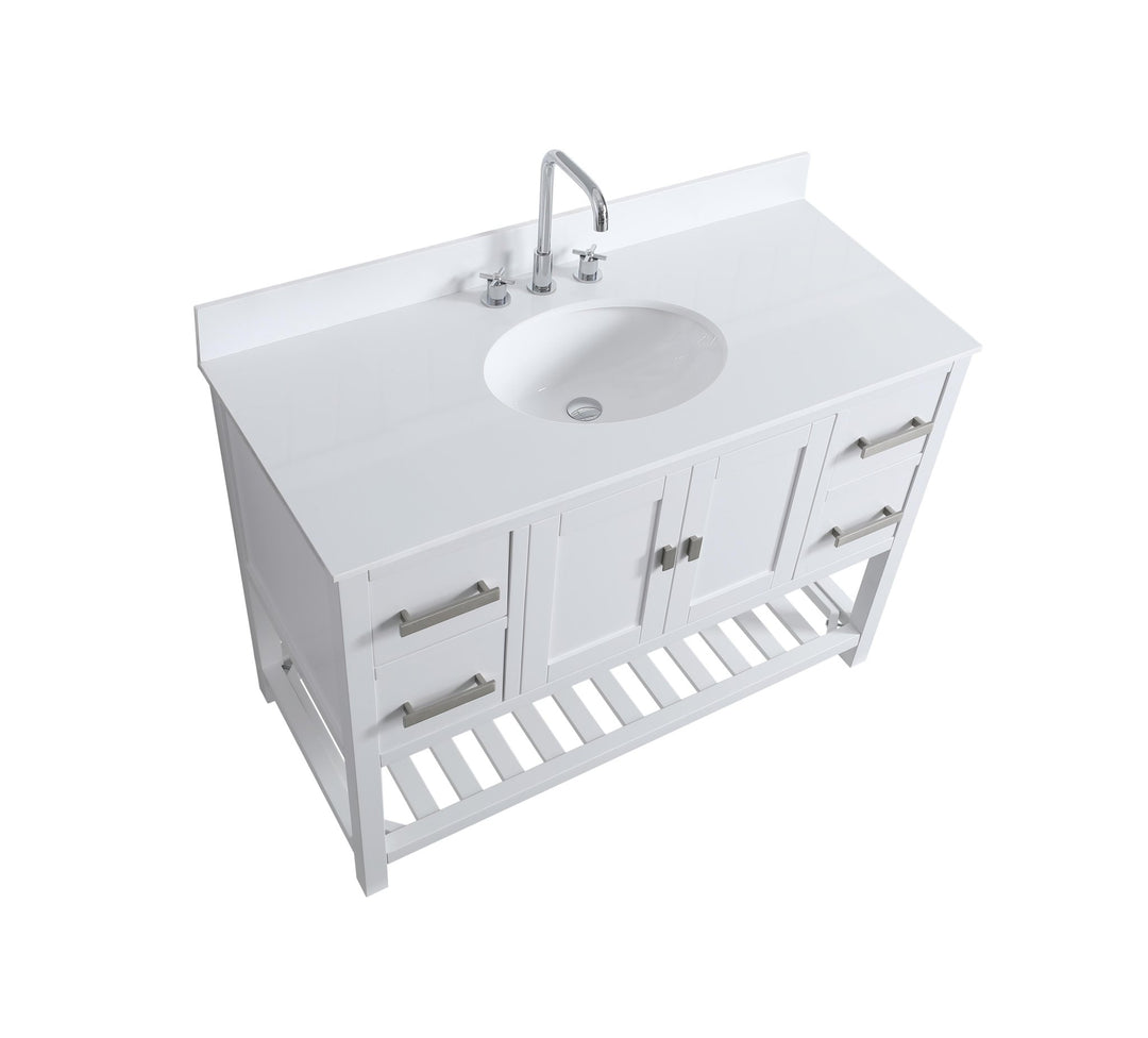 Monaco 48" Single Sink Bathroom Vanity Base Cabinet without Top - Design Element Bath Kitchen - Bathroom Vanity - Cloud White