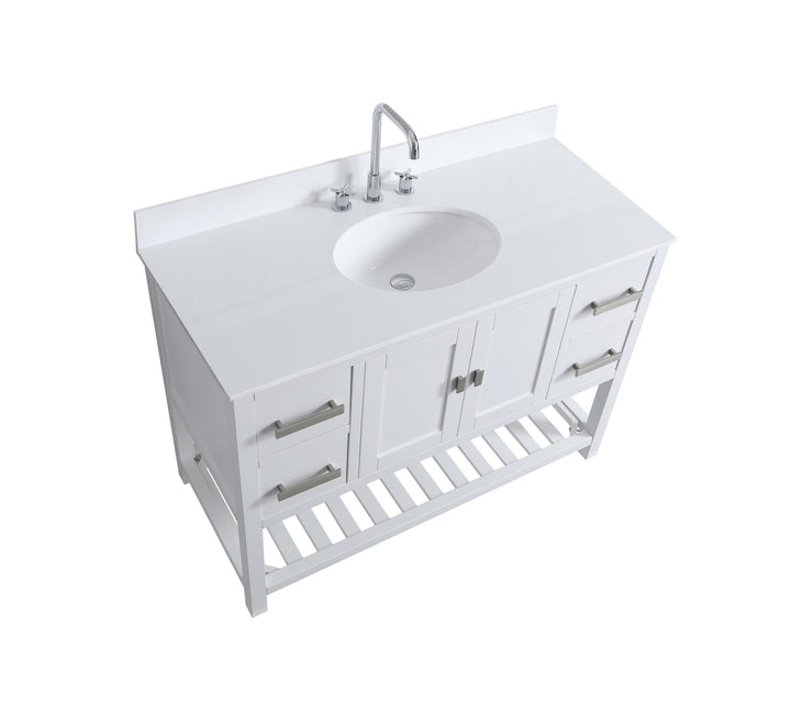 Monaco 48" Single Sink Bathroom Vanity Base Cabinet without Top - Design Element Bath Kitchen - Bathroom Vanity - Cloud White