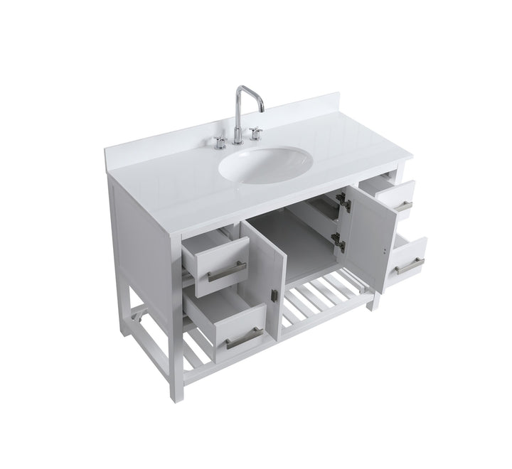 Monaco 48" Single Sink Bathroom Vanity Base Cabinet without Top - Design Element Bath Kitchen - Bathroom Vanity - Cloud White