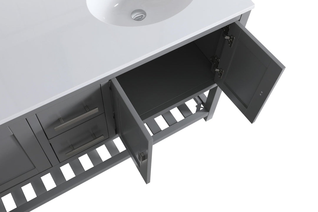 Monaco 60" Double Sink Bathroom Vanity Base Cabinet without Top - Design Element Bath Kitchen - Bathroom Vanity - Classic Gray