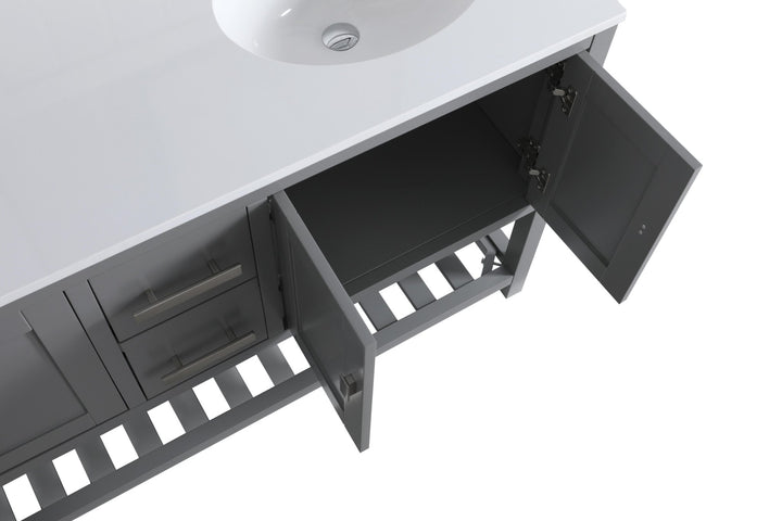 Monaco 60" Double Sink Bathroom Vanity Base Cabinet without Top - Design Element Bath Kitchen - Bathroom Vanity - Classic Gray