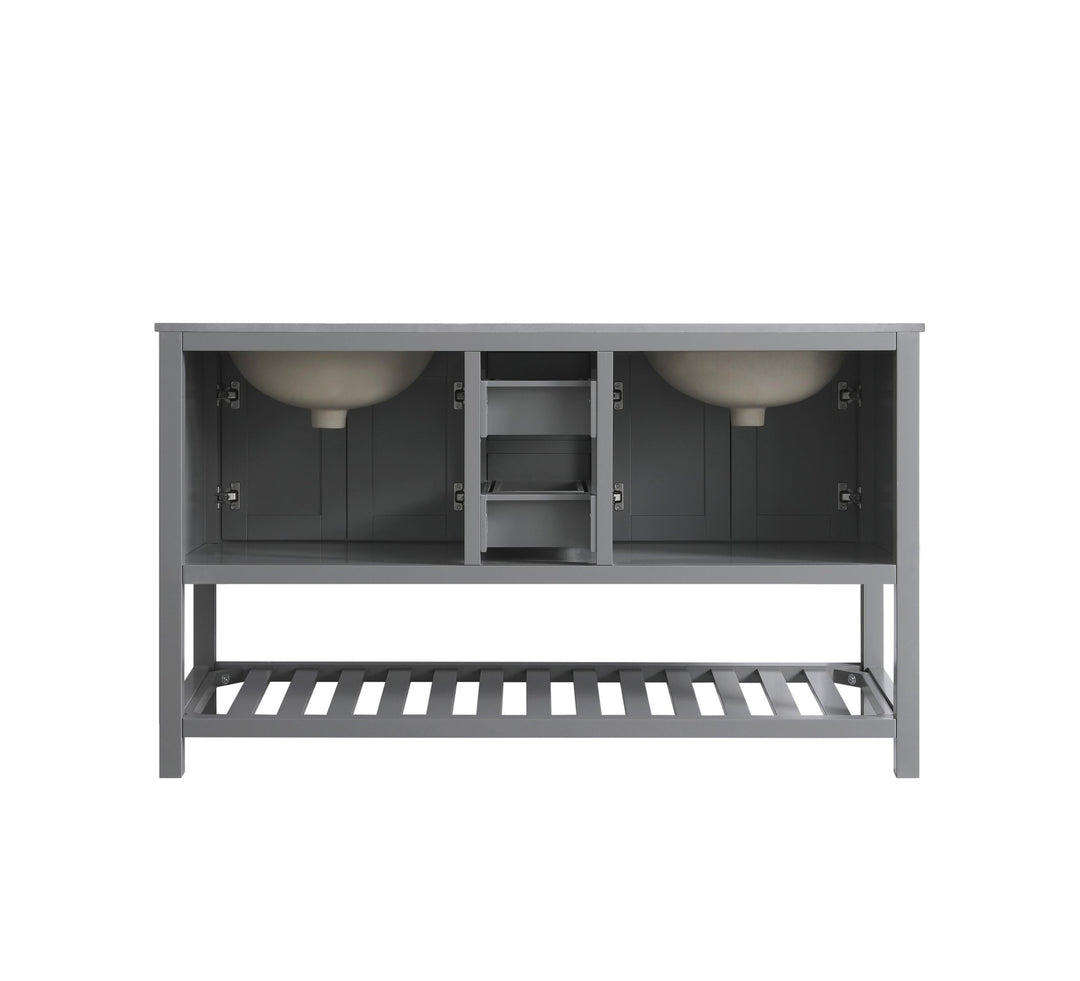 Monaco 60" Double Sink Bathroom Vanity Base Cabinet without Top - Design Element Bath Kitchen - Bathroom Vanity - Classic Gray