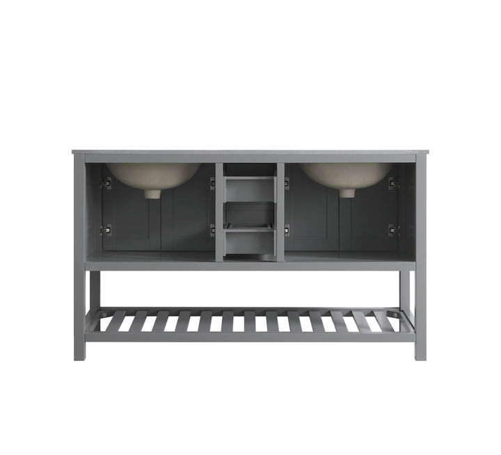 Monaco 60" Double Sink Bathroom Vanity Base Cabinet without Top - Design Element Bath Kitchen - Bathroom Vanity - Classic Gray