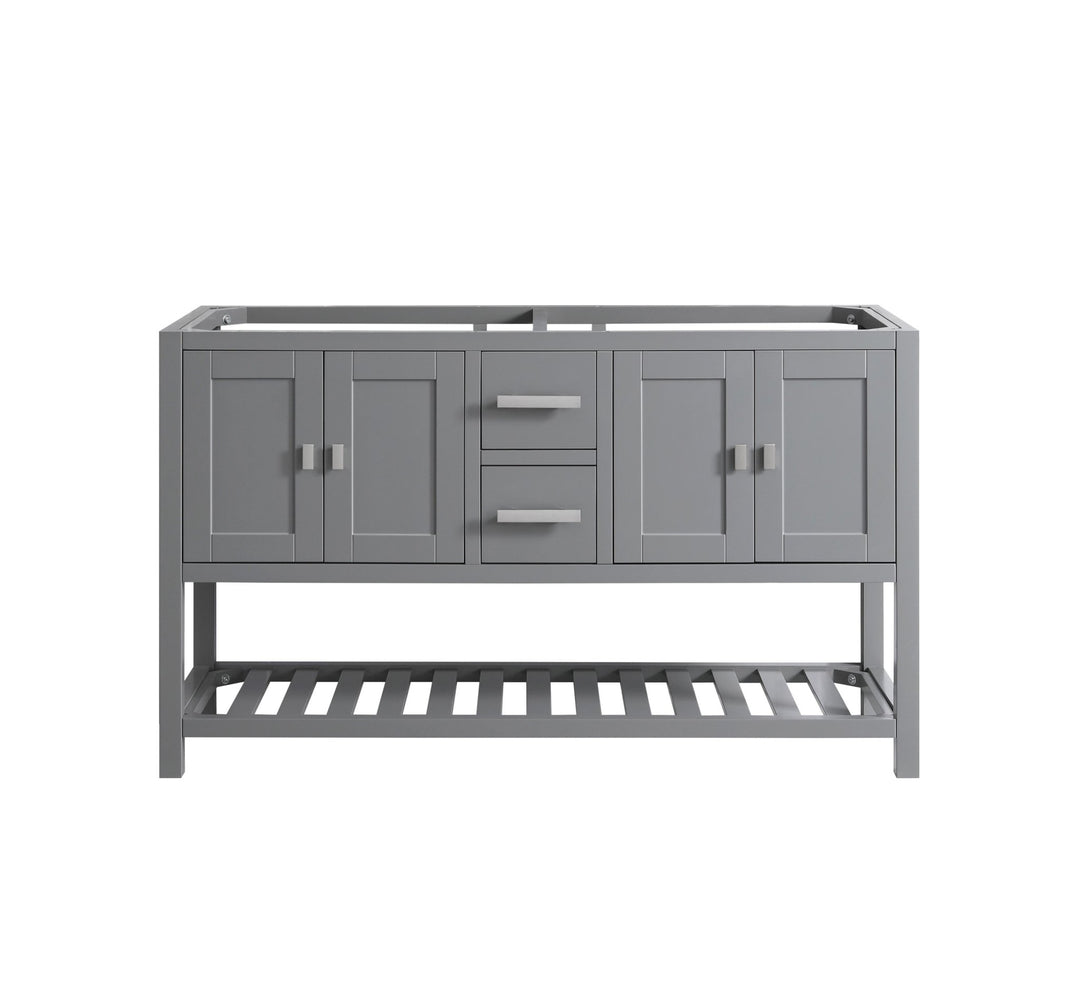 Monaco 60" Double Sink Bathroom Vanity Base Cabinet without Top - Design Element Bath Kitchen - Bathroom Vanity - Classic Gray