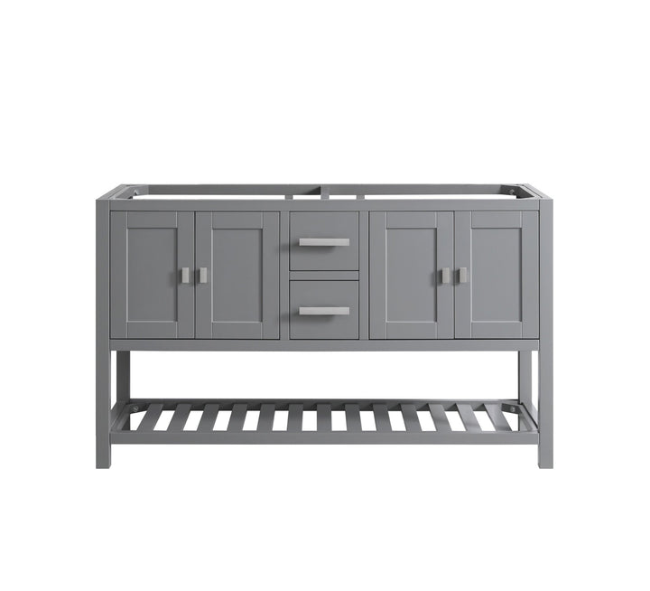 Monaco 60" Double Sink Bathroom Vanity Base Cabinet without Top - Design Element Bath Kitchen - Bathroom Vanity - Classic Gray