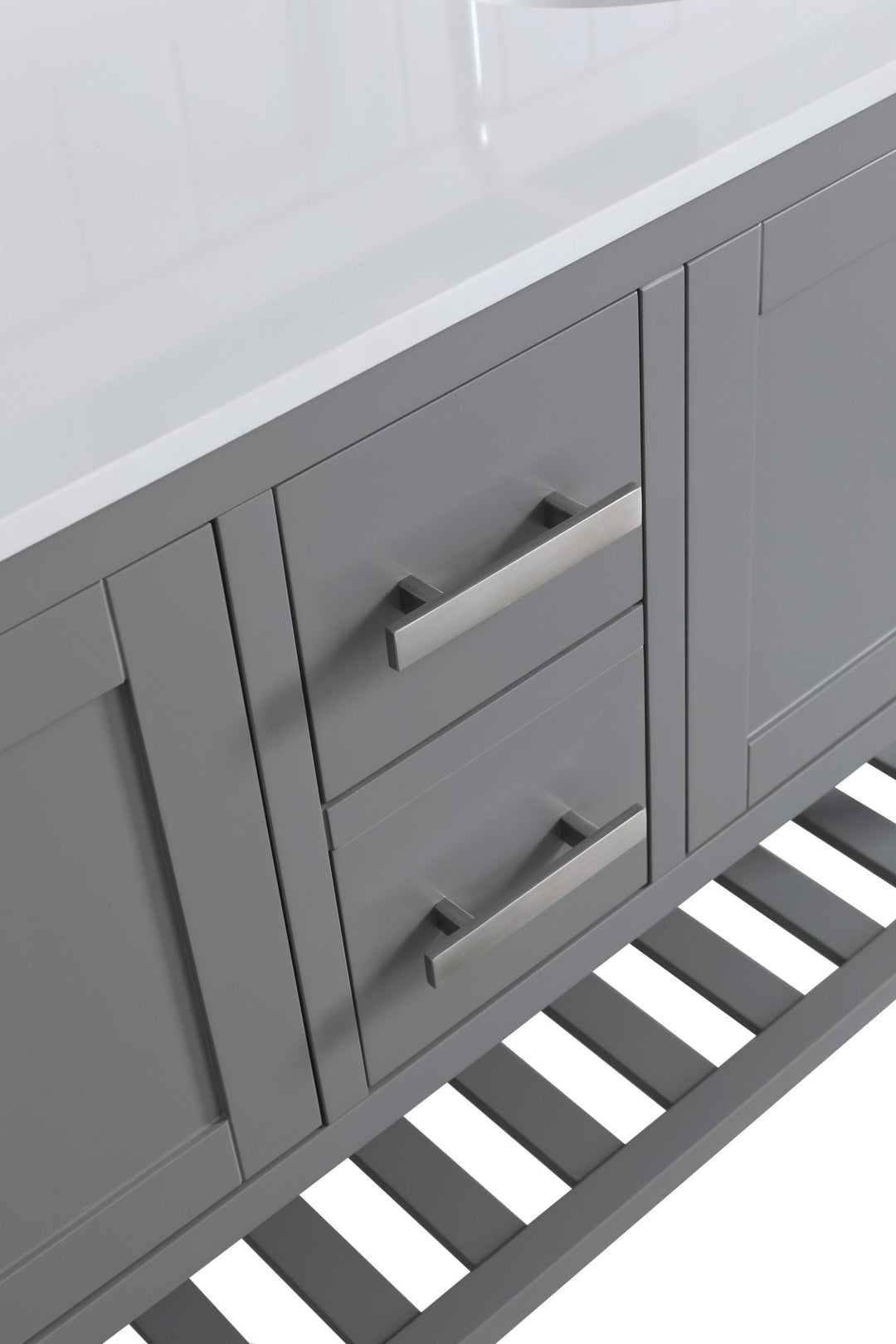 Monaco 60" Double Sink Bathroom Vanity Base Cabinet without Top - Design Element Bath Kitchen - Bathroom Vanity - Classic Gray