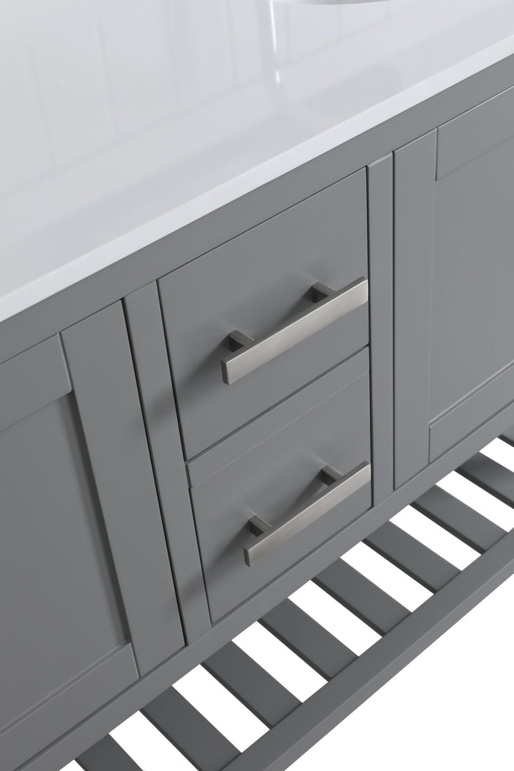 Monaco 60" Double Sink Bathroom Vanity Base Cabinet without Top - Design Element Bath Kitchen - Bathroom Vanity - Classic Gray