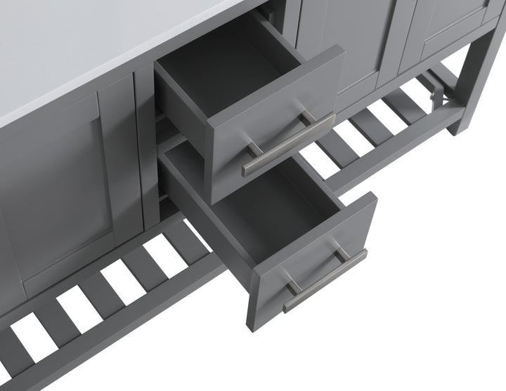 Monaco 60" Double Sink Bathroom Vanity Base Cabinet without Top - Design Element Bath Kitchen - Bathroom Vanity - Classic Gray