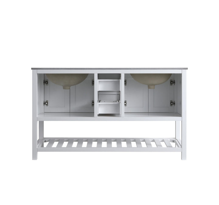 Monaco 60" Double Sink Bathroom Vanity Base Cabinet without Top - Design Element Bath Kitchen - Bathroom Vanity - Cloud White