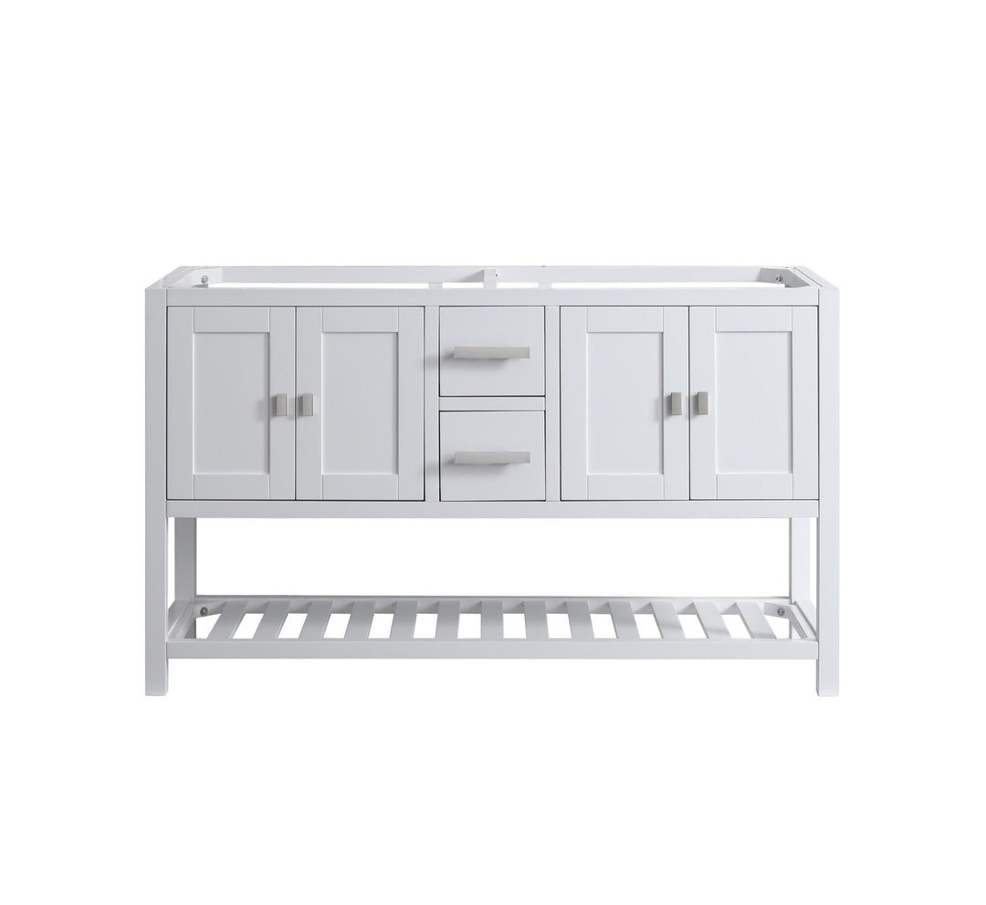 Monaco 60" Double Sink Bathroom Vanity Base Cabinet without Top - Design Element Bath Kitchen - Bathroom Vanity - Cloud White