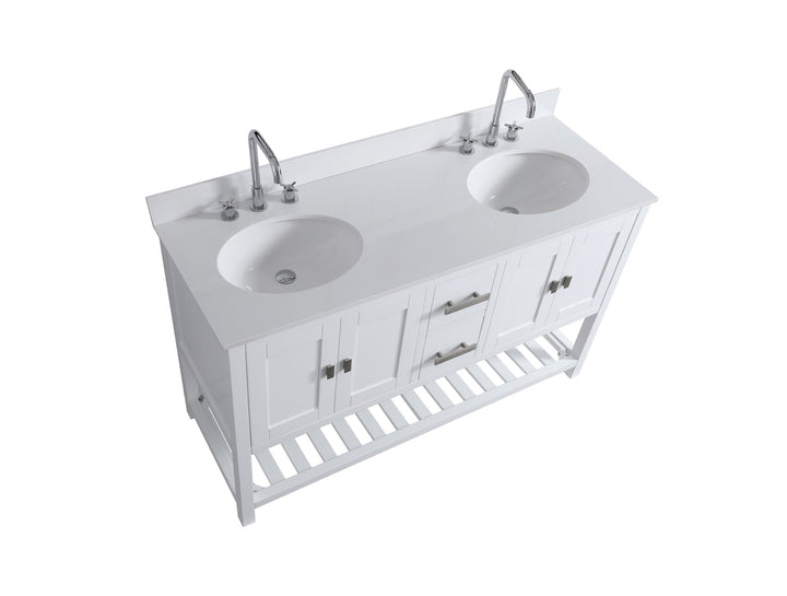 Monaco 60" Double Sink Bathroom Vanity Base Cabinet without Top - Design Element Bath Kitchen - Bathroom Vanity - Cloud White