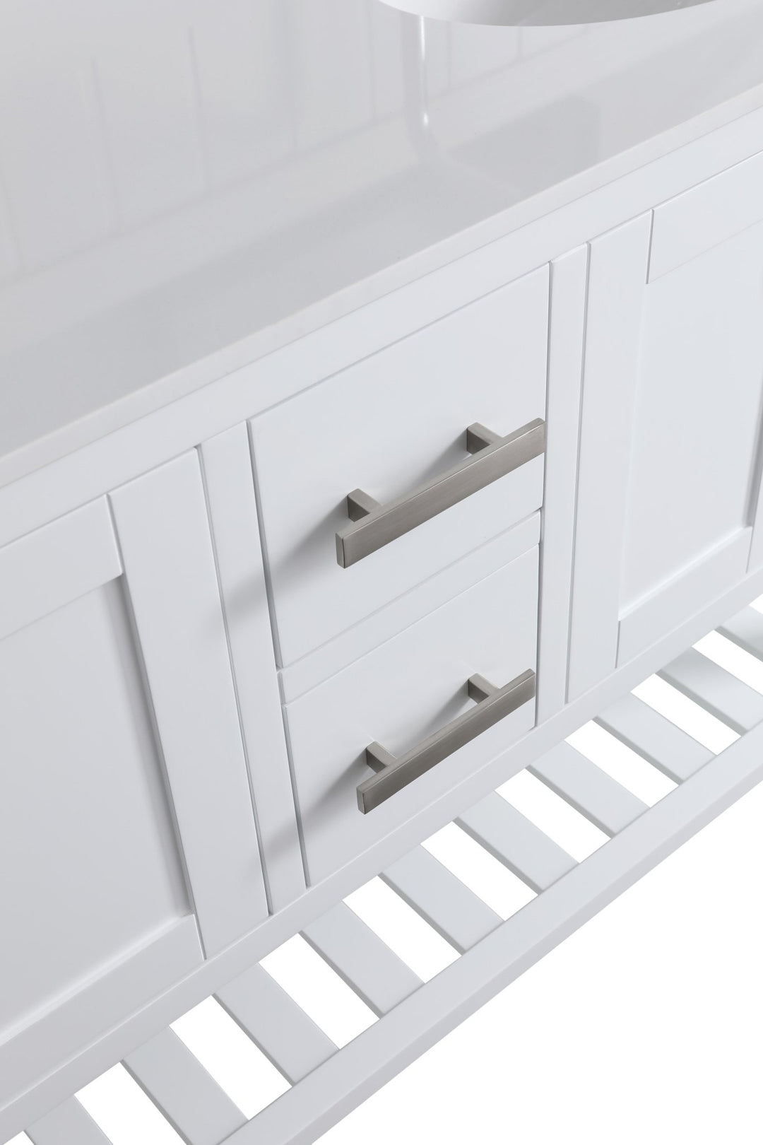 Monaco 60" Double Sink Bathroom Vanity Base Cabinet without Top - Design Element Bath Kitchen - Bathroom Vanity - Cloud White