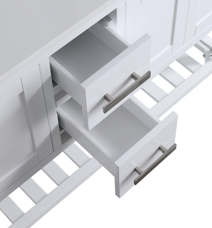 Monaco 60" Double Sink Bathroom Vanity Base Cabinet without Top - Design Element Bath Kitchen - Bathroom Vanity - Cloud White