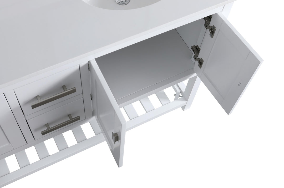 Monaco 60" Double Sink Bathroom Vanity Base Cabinet without Top - Design Element Bath Kitchen - Bathroom Vanity - Cloud White