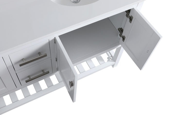 Monaco 60" Double Sink Bathroom Vanity Base Cabinet without Top - Design Element Bath Kitchen - Bathroom Vanity - Cloud White