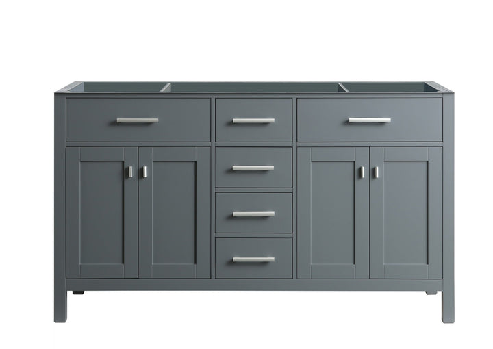 London 61" Double Sink Vanity in Gray - Design Element Bath Kitchen - Bathroom Vanity -