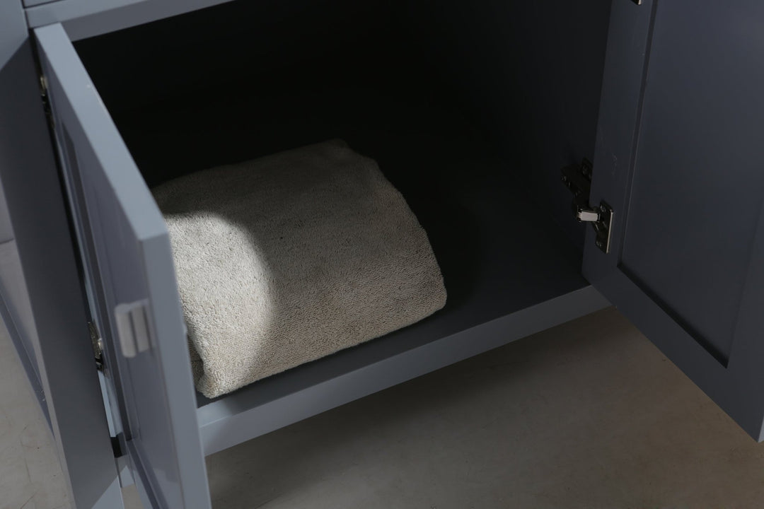 London 61" Double Sink Vanity in Gray - Design Element Bath Kitchen - Bathroom Vanity -