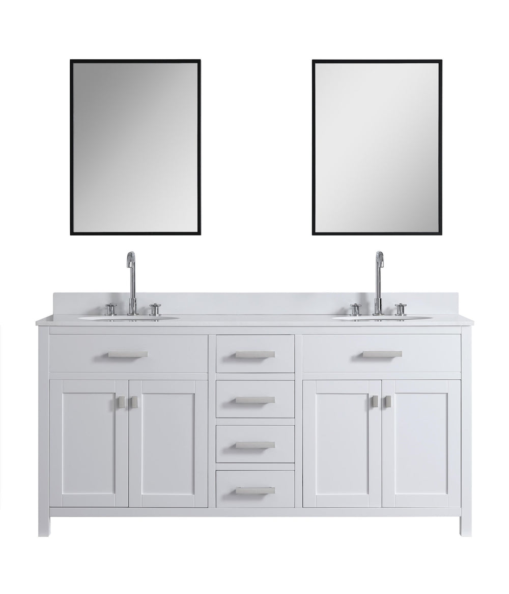 London 71.5" Double Sink Vanity Cabinet Only in White - Design Element Bath Kitchen - Bathroom Vanity -