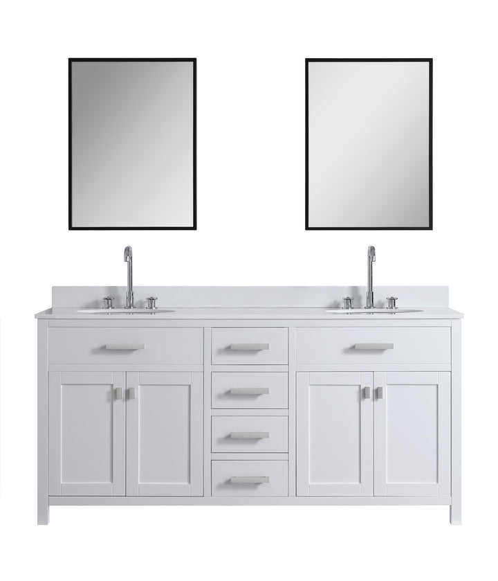 London 71.5" Double Sink Vanity Cabinet Only in White - Design Element Bath Kitchen - Bathroom Vanity -