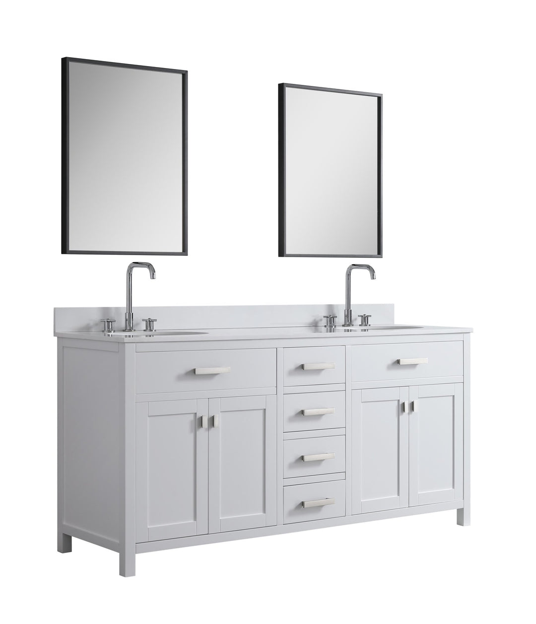 London 71.5" Double Sink Vanity Cabinet Only in White - Design Element Bath Kitchen - Bathroom Vanity -
