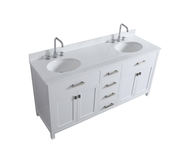 London 71.5" Double Sink Vanity Cabinet Only in White - Design Element Bath Kitchen - Bathroom Vanity -