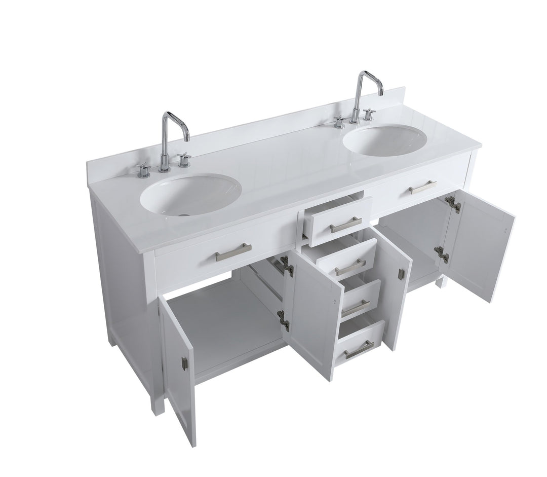 London 71.5" Double Sink Vanity Cabinet Only in White - Design Element Bath Kitchen - Bathroom Vanity -