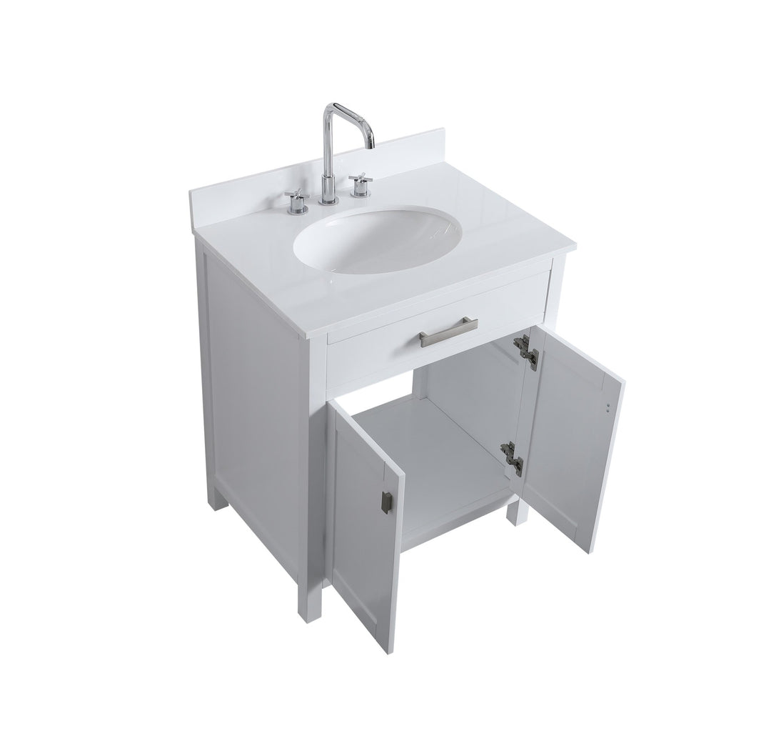 London 29.5" Single Sink Vanity Cabinet Only in White - Design Element Bath Kitchen - Bathroom Vanity -