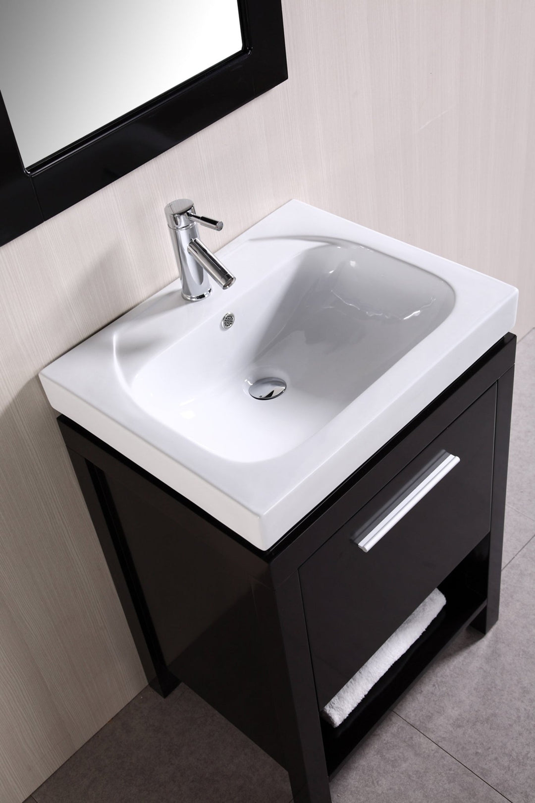 New York 24" Single Sink Vanity in Espresso with Integrated Porcelain Top - Design Element Bath Kitchen - Bathroom Vanity - Included