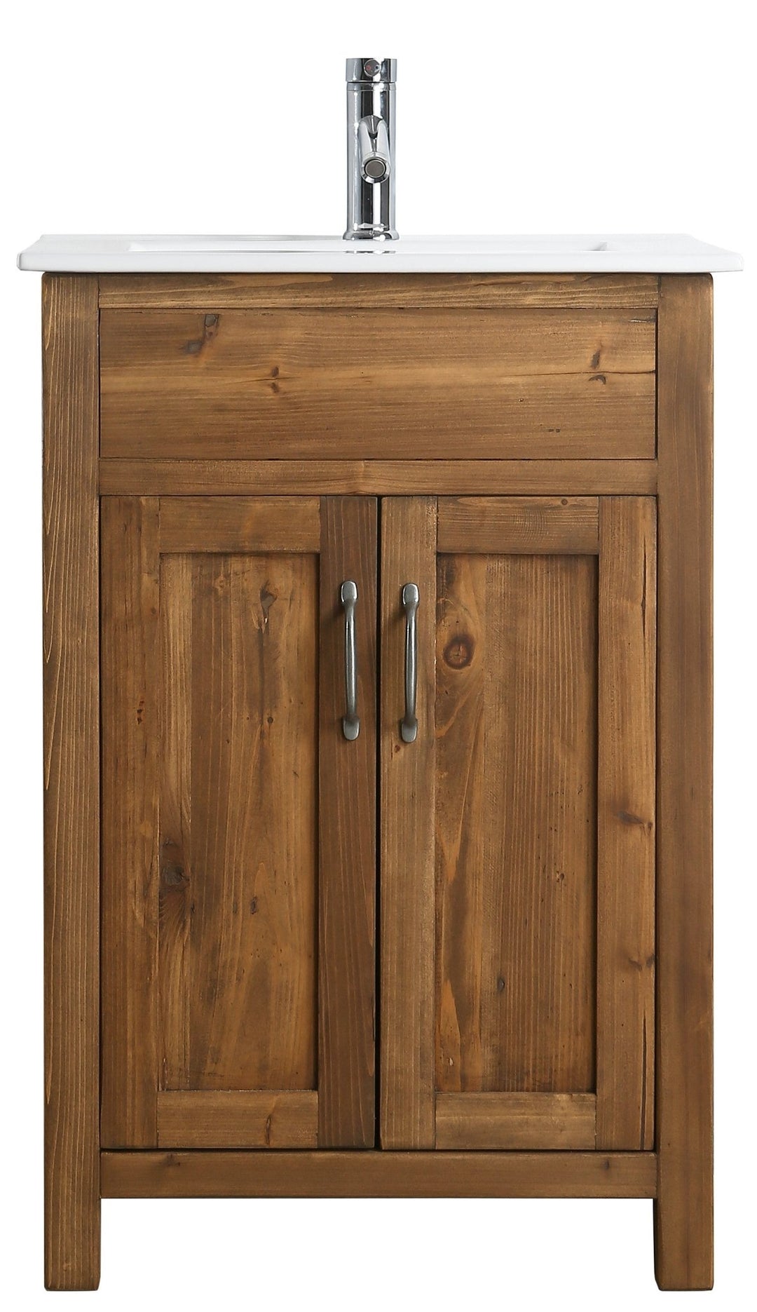 Bryson 24" Single Sink Vanity In Walnut with Porcelain Top - Design Element Bath Kitchen - Bathroom Vanity -