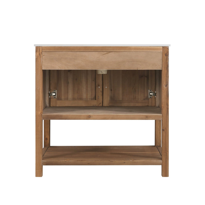 Austin 36" Vanity Base Built With Reclaimed Wood in Walnut Finish - Design Element Bath Kitchen - Bathroom Vanity -