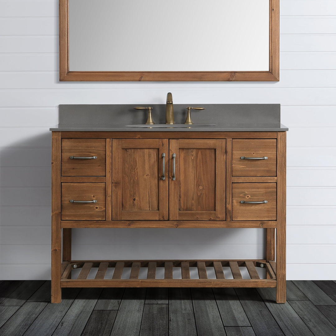 Austin 48" Vanity Base Built With Reclaimed Wood in Walnut Finish - Design Element Bath Kitchen - Bathroom Vanity -