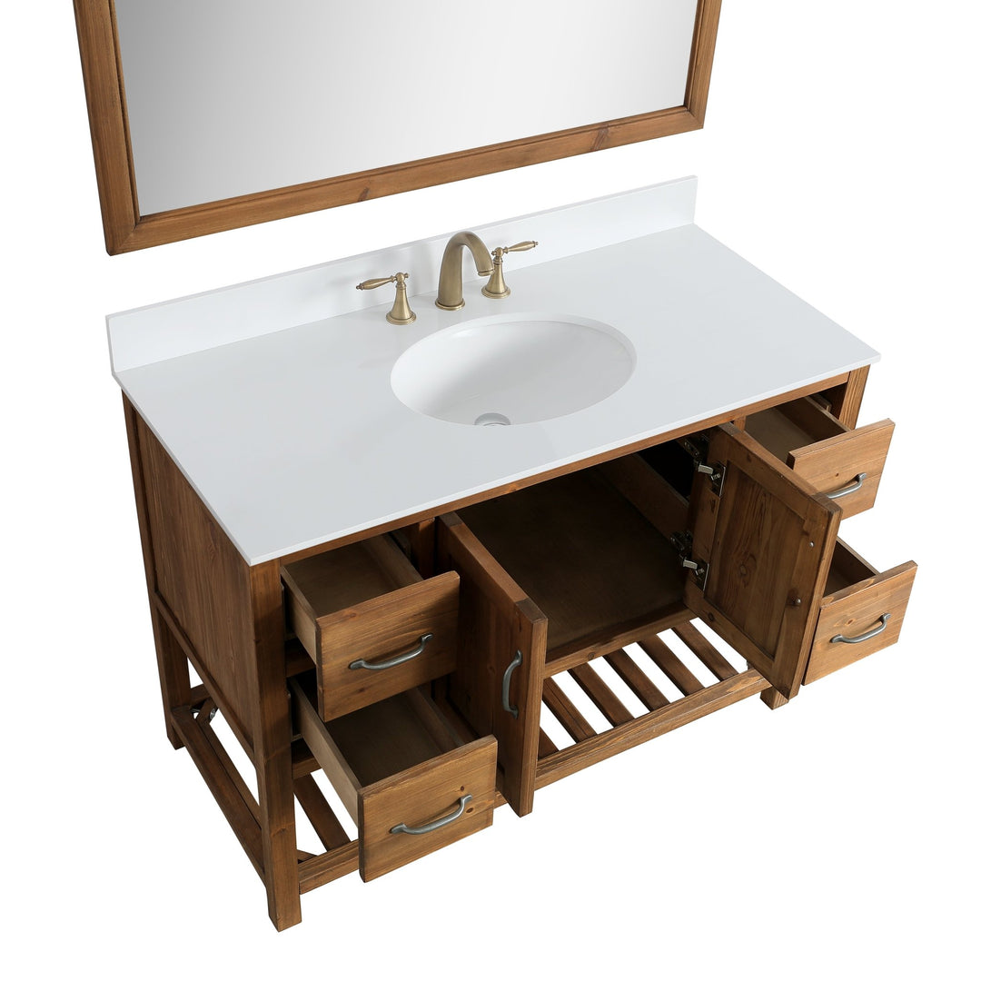 Austin 48" Vanity Base Built With Reclaimed Wood in Walnut Finish - Design Element Bath Kitchen - Bathroom Vanity -
