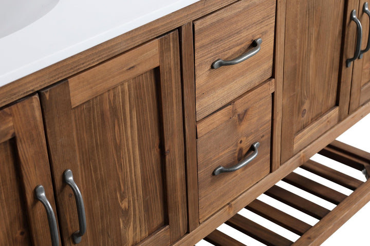 Austin 60" Vanity Base Built With Reclaimed Wood in Walnut Finish - Design Element Bath Kitchen - Bathroom Vanity -