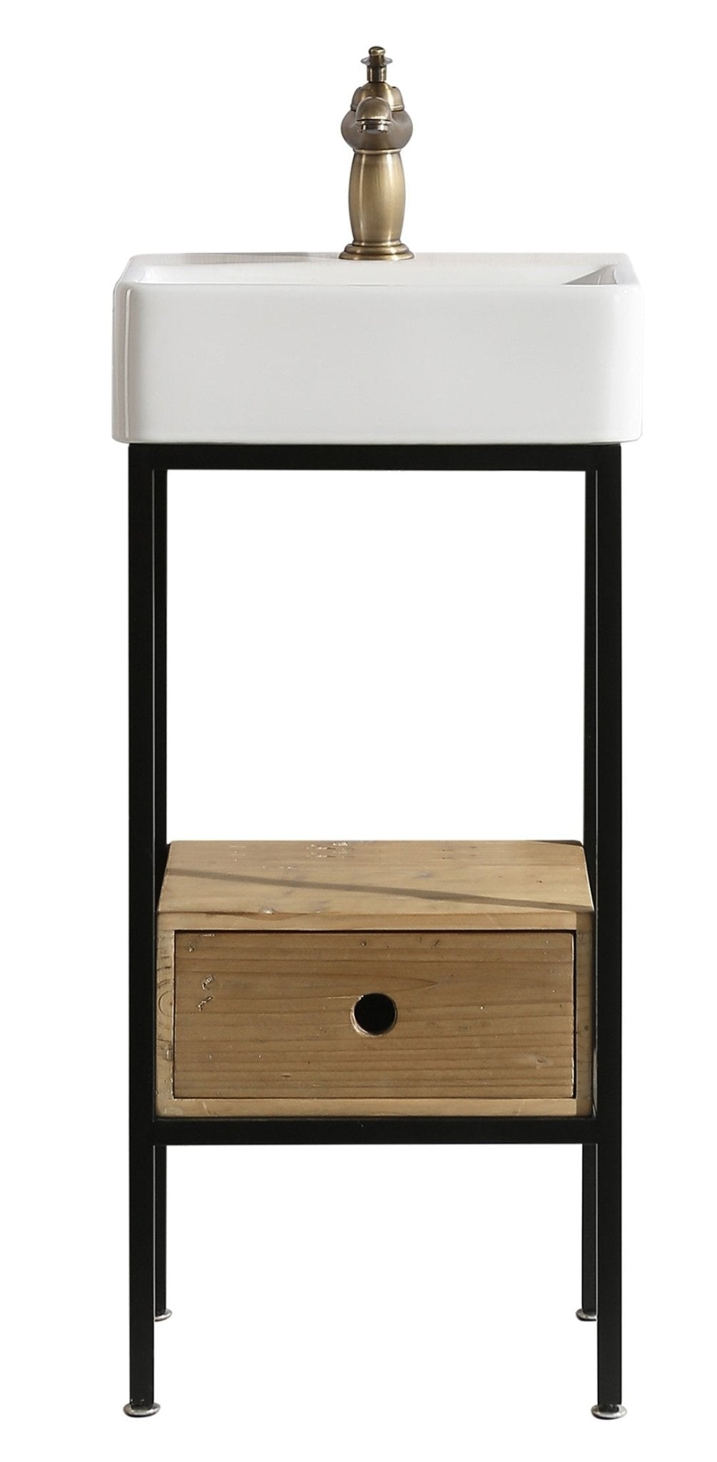 Cassidy 16" Single Sink Vanity in Natural with Porcelain Top - Design Element Bath Kitchen - Bathroom Vanity -