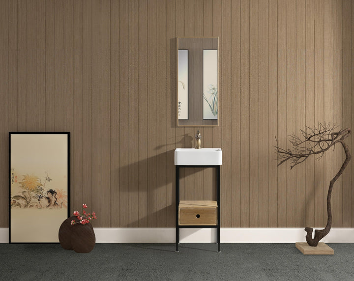 Cassidy 16" Single Sink Vanity in Natural with Porcelain Top - Design Element Bath Kitchen - Bathroom Vanity -