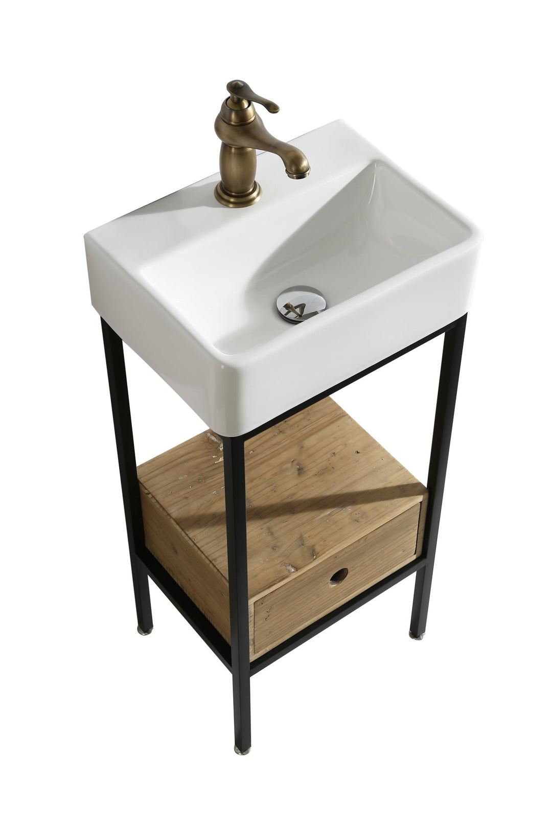 Cassidy 16" Single Sink Vanity in Natural with Porcelain Top - Design Element Bath Kitchen - Bathroom Vanity -